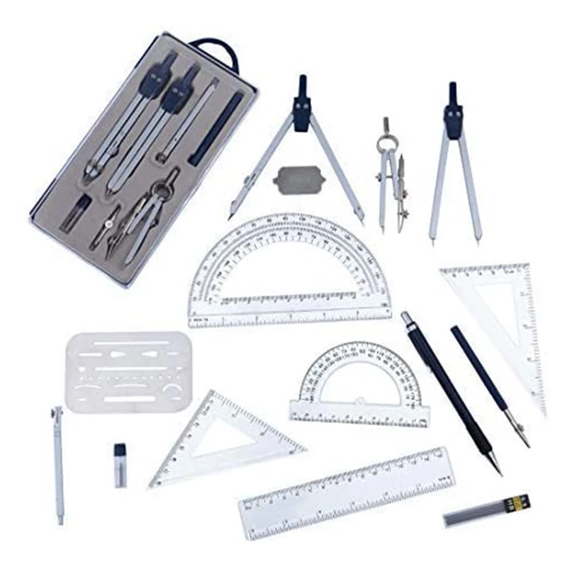 Набор геометрических компасов, набор математических школьных принадлежностей с линейкой, набор математических принадлежностей, канцелярские принадлежности, оптовая продажа