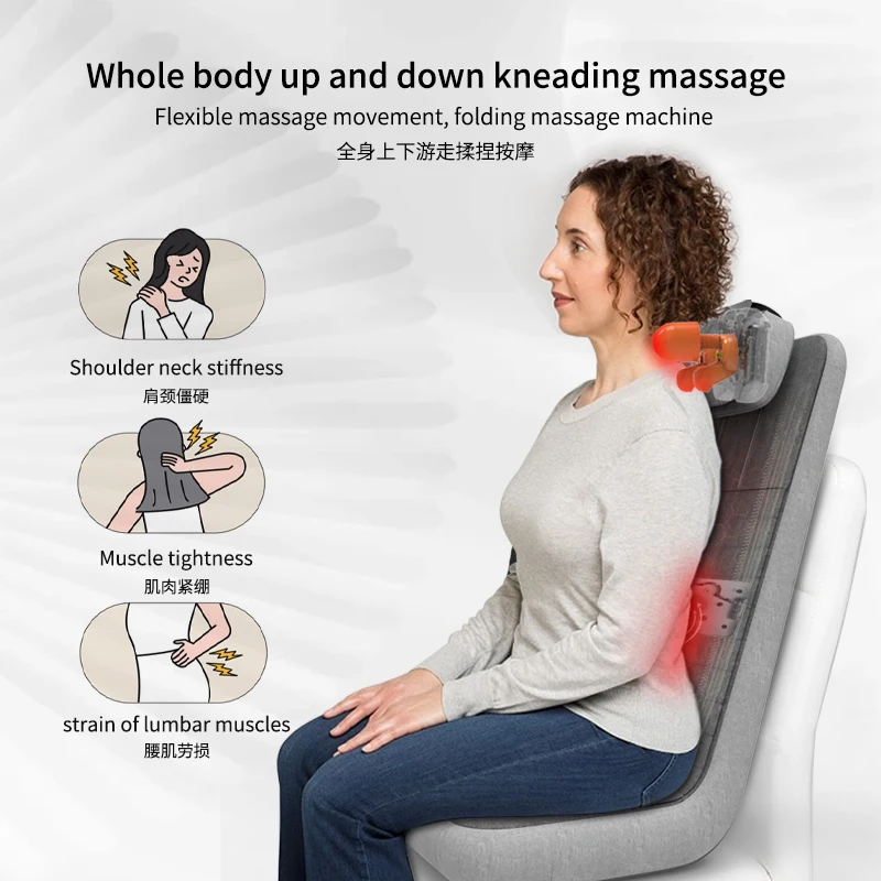 Patented L-shaped movement Full Back Seat Massage Cushion neck Massage Cushion Small body that can be folded massage cushion