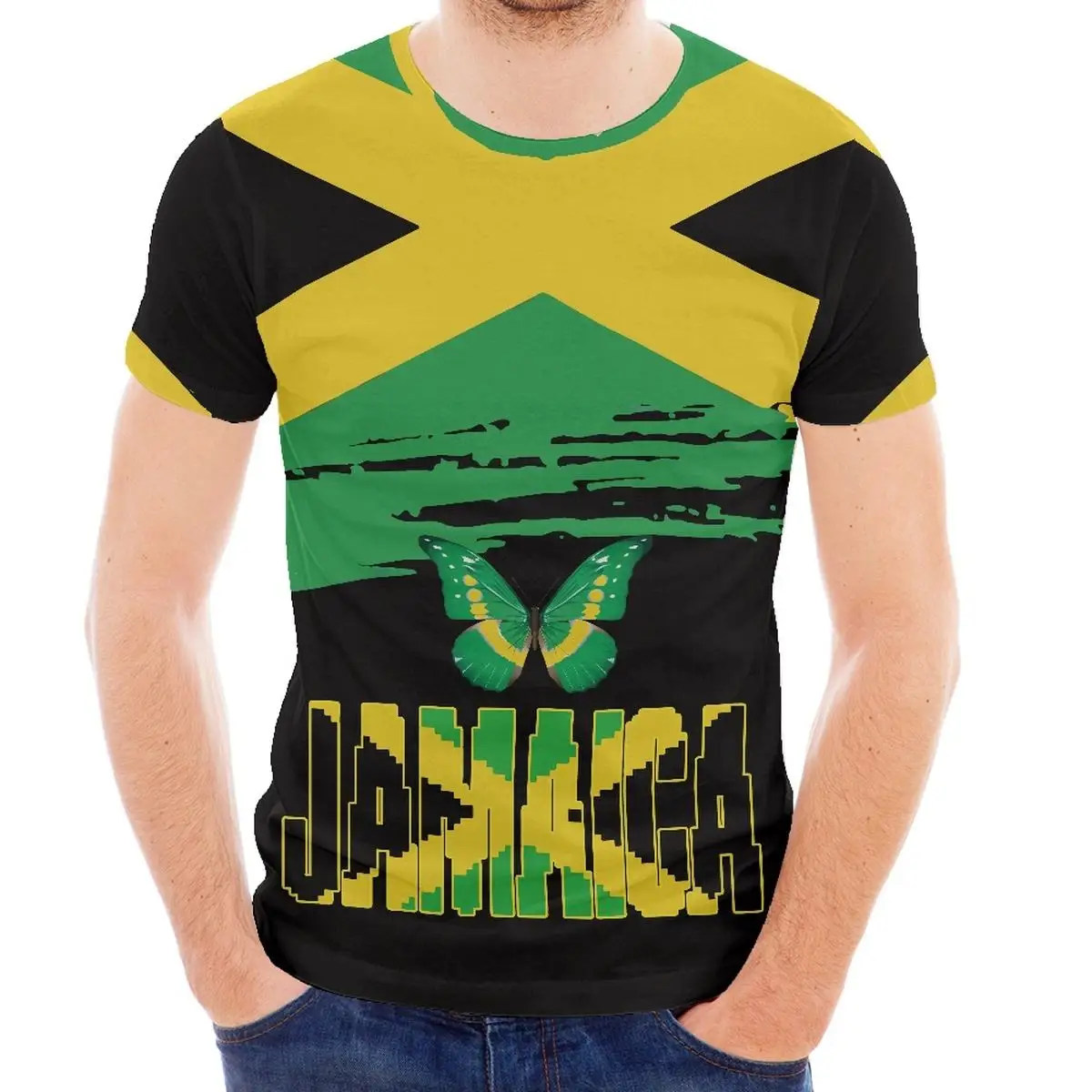 Sublimation T Shirt Drop Shipping Products 2023 Luxury Jamaican Flag Designer Men Clothing High Quality Comfort Polyester Tops