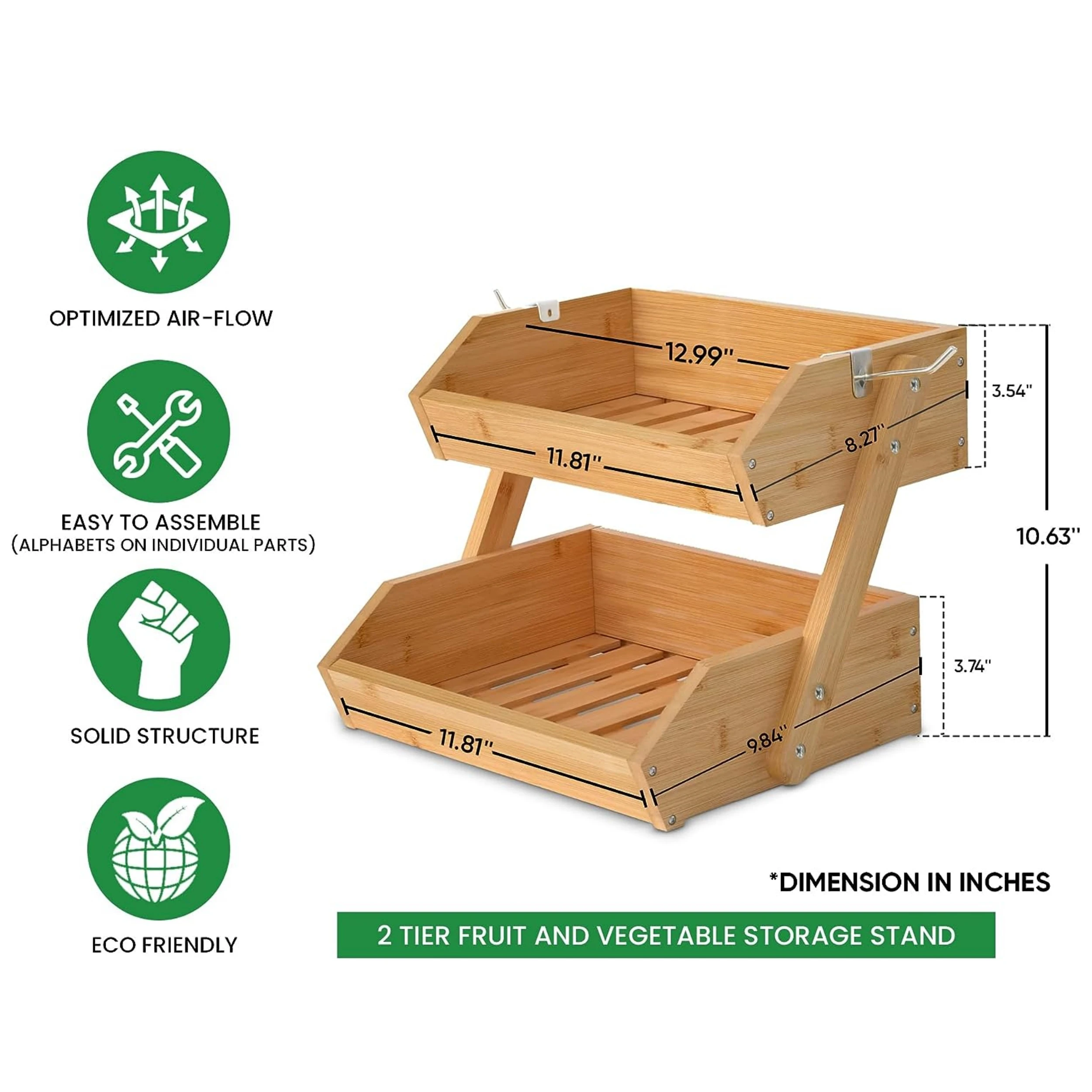 Wholesale Large Bamboo Fruit Basket Bowl Wood Food Basket Storage Rack for Kitchen Countertop Vegetable