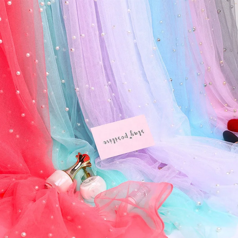 INS 8 Colors Handmade Pearl Transparent Netting Gauze Fabric Background Photo Studio Props Accessories Decoration Cloth