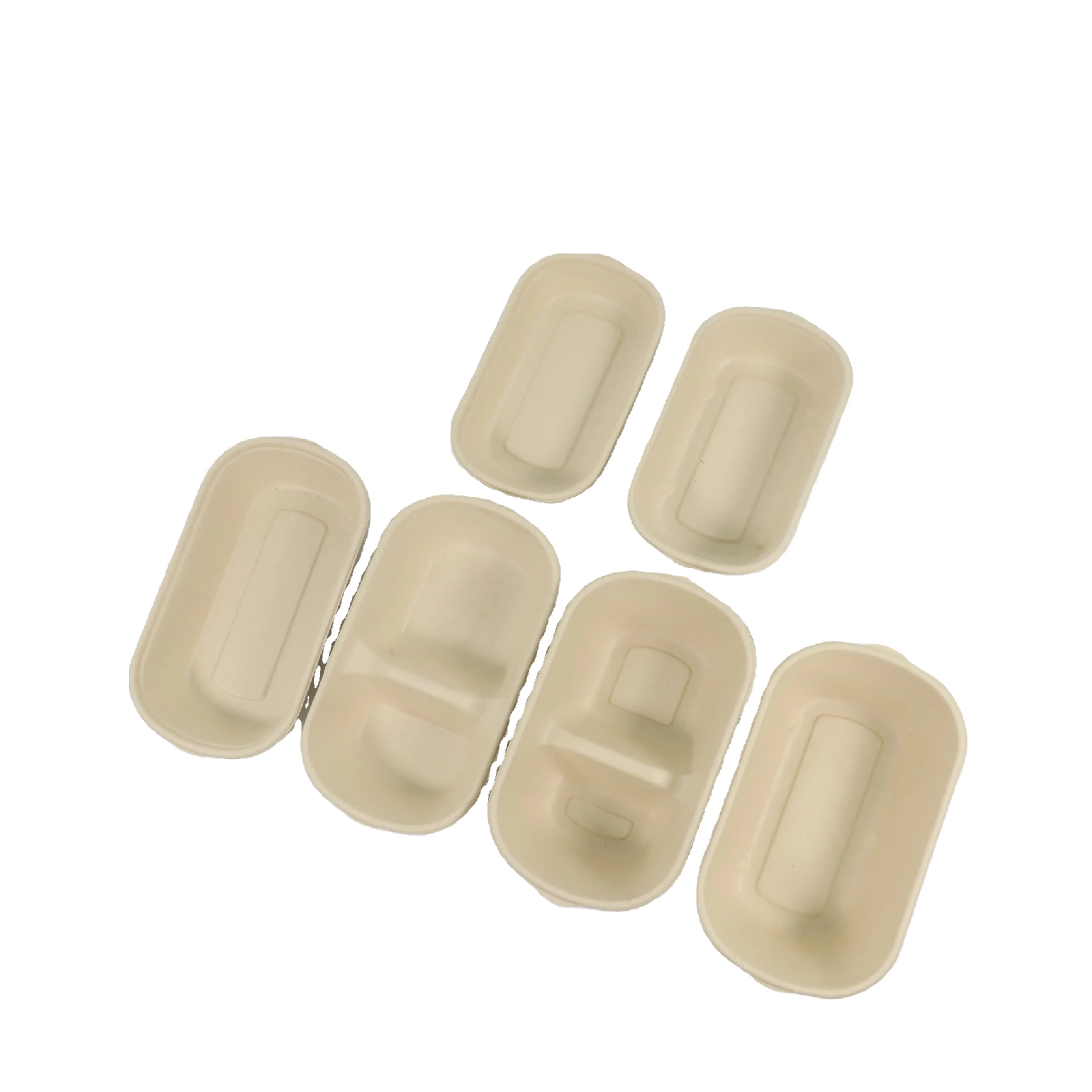 Biodegradable Disposable 3 Compartment Tableware Tray Bamboo Paper Pulp with Sugar Cane Bagasse Lid Eco-Friendly Bagasse Box