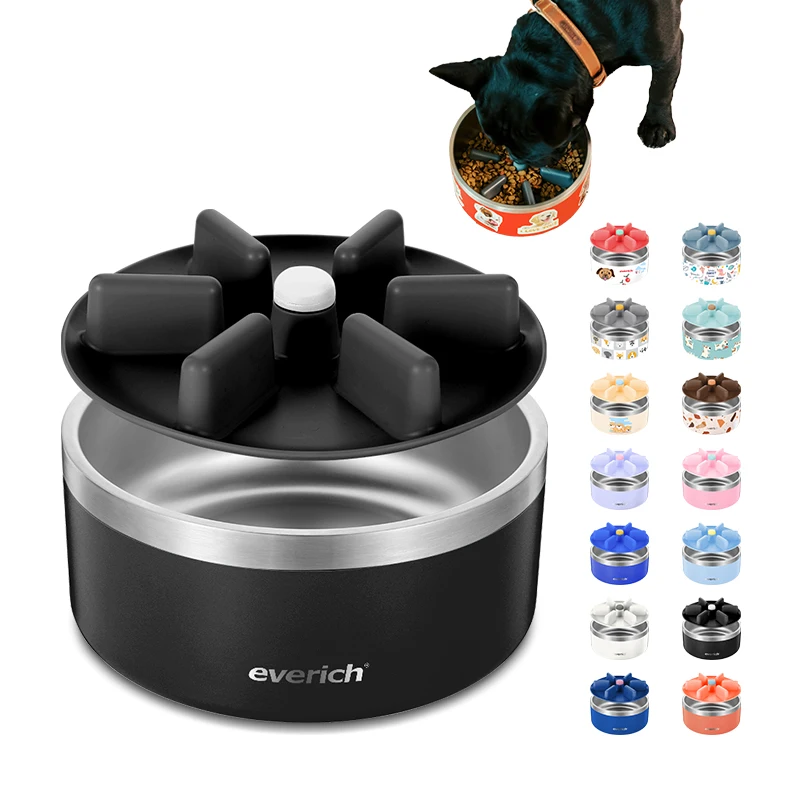Everich Durable PP Non-Slip Pet Eating Slow Feeder Bowl Food Slow Dog Bowl Insert
