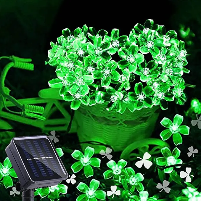 Solar String Flower Lights Outdoor Waterproof 50 LED Fairy Light Decorations for Garden Fence Patio Yard Christmas Tree