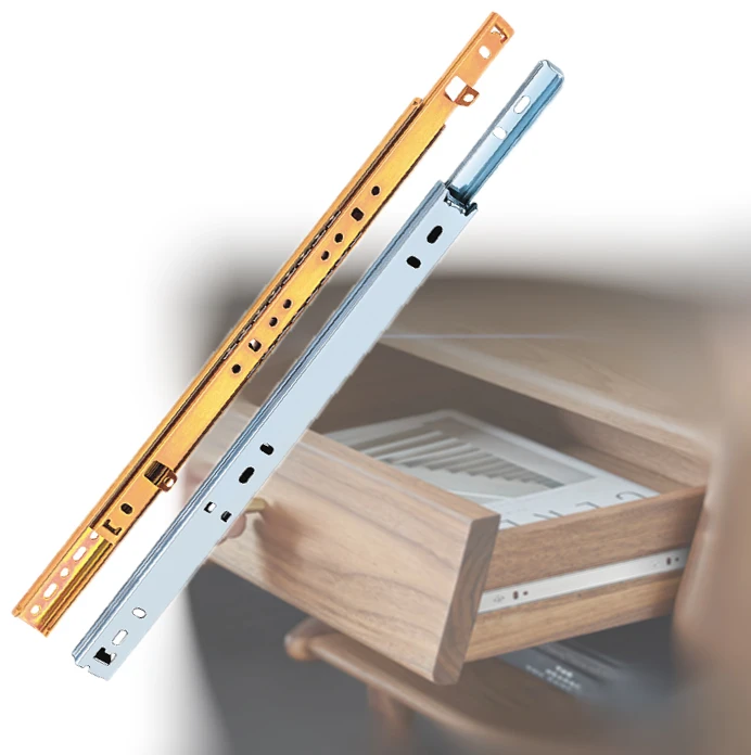 2 Fold Ball Bearing Drawer Slide For Kitchen Cabinet Accessories Cold Rolled Steel Drawer Rail