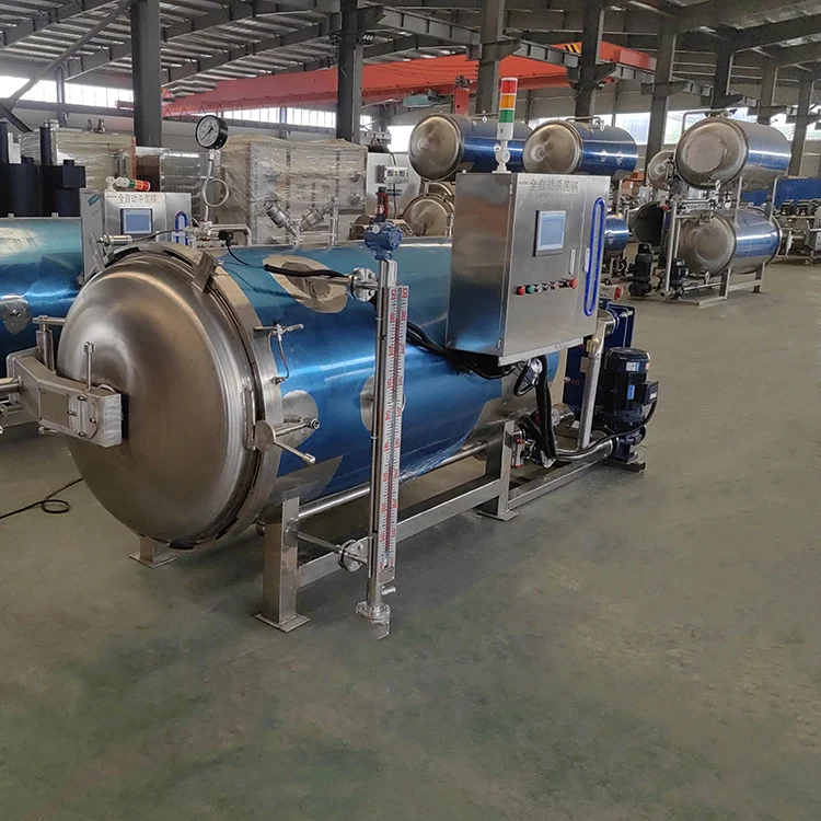 PLC Control Full Automatic Sterilizing Machine For Canned Food Bottle Water Spraying Retort Machine