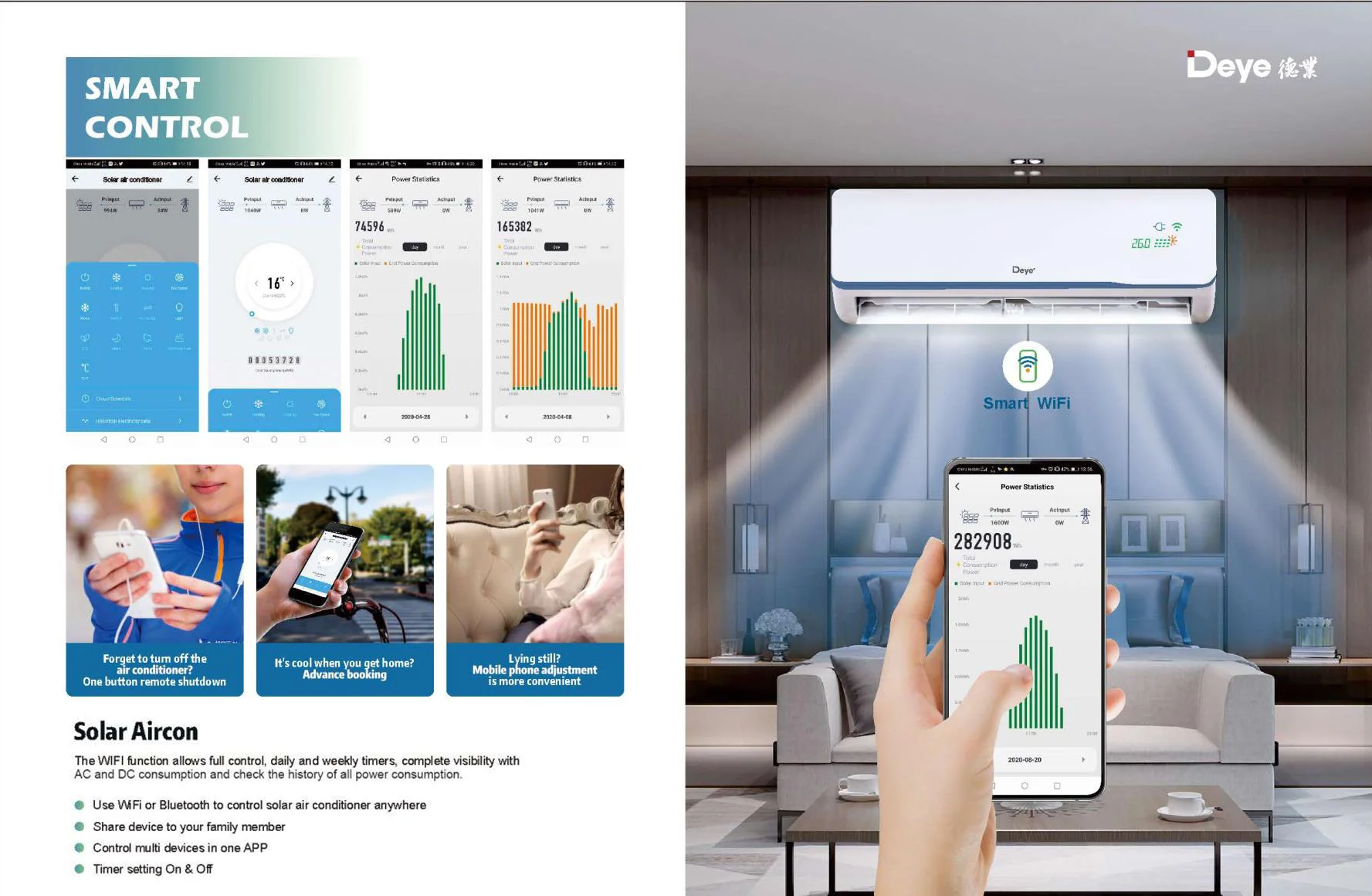 DEYE Solar  Air Conditioner  Heaters For Winter Coolers For Summer Home solar AC with solar panel made by China