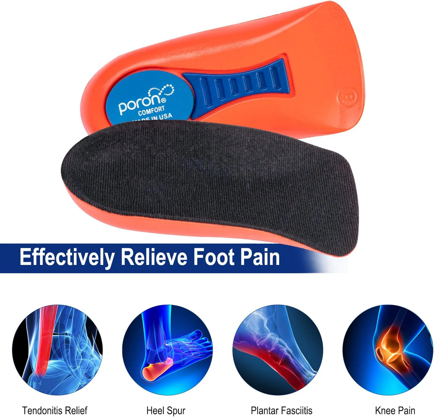 Plantar Fasciitis Relief Arch Support Shoe Inserts, Heel Cup for Heel Pain Relief, Achilles Tendonitis Relief and Max Anti-Shock
