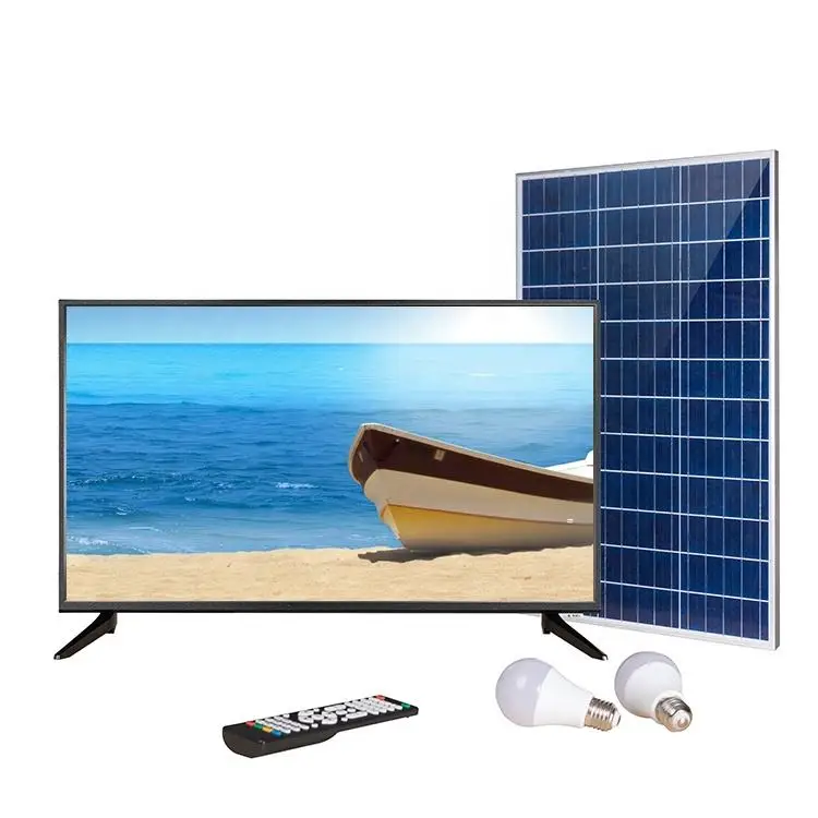 Smart TV 4K HD LCD Television Portable Solar Television With Panel Solar TV 40 Inch 12v Rechargeable