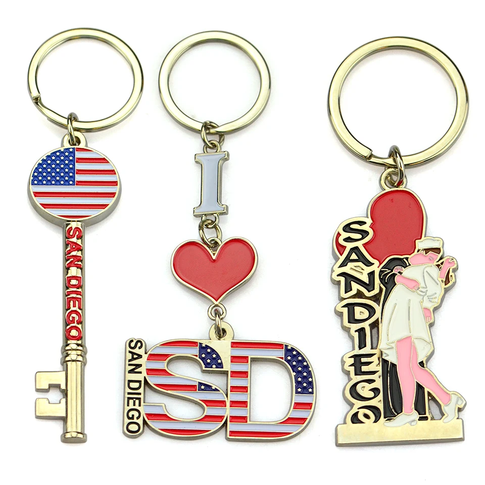 Tourist Travel Souvenir Key Chains Metal Pendant Keyring Women Men Souvenirs Metal Keychain Key Holder Key Chain Wholesale