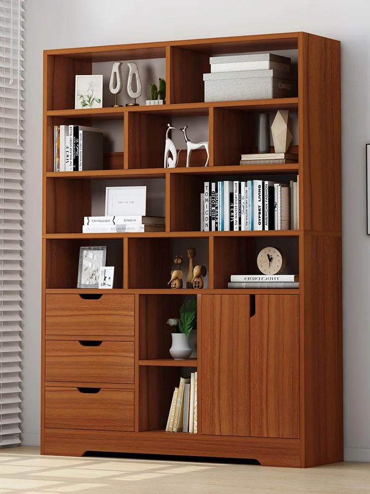 Wholesale Customized Hot Sale Panel Wooden Style Bookcase Simple Design Wooden Storage Bookcase