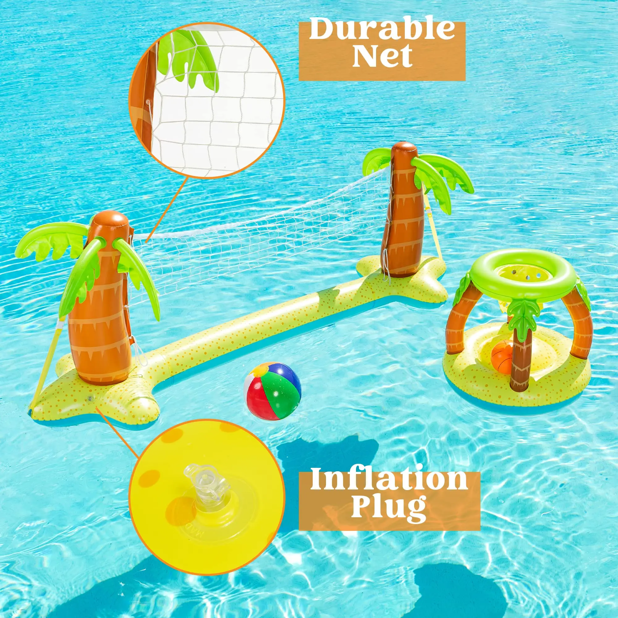 Summer Water Game Pool Basketball Hoop Stand Outdoor for kids Swimming Pool Toys Game Basketball Volleyball Set  Floating Game