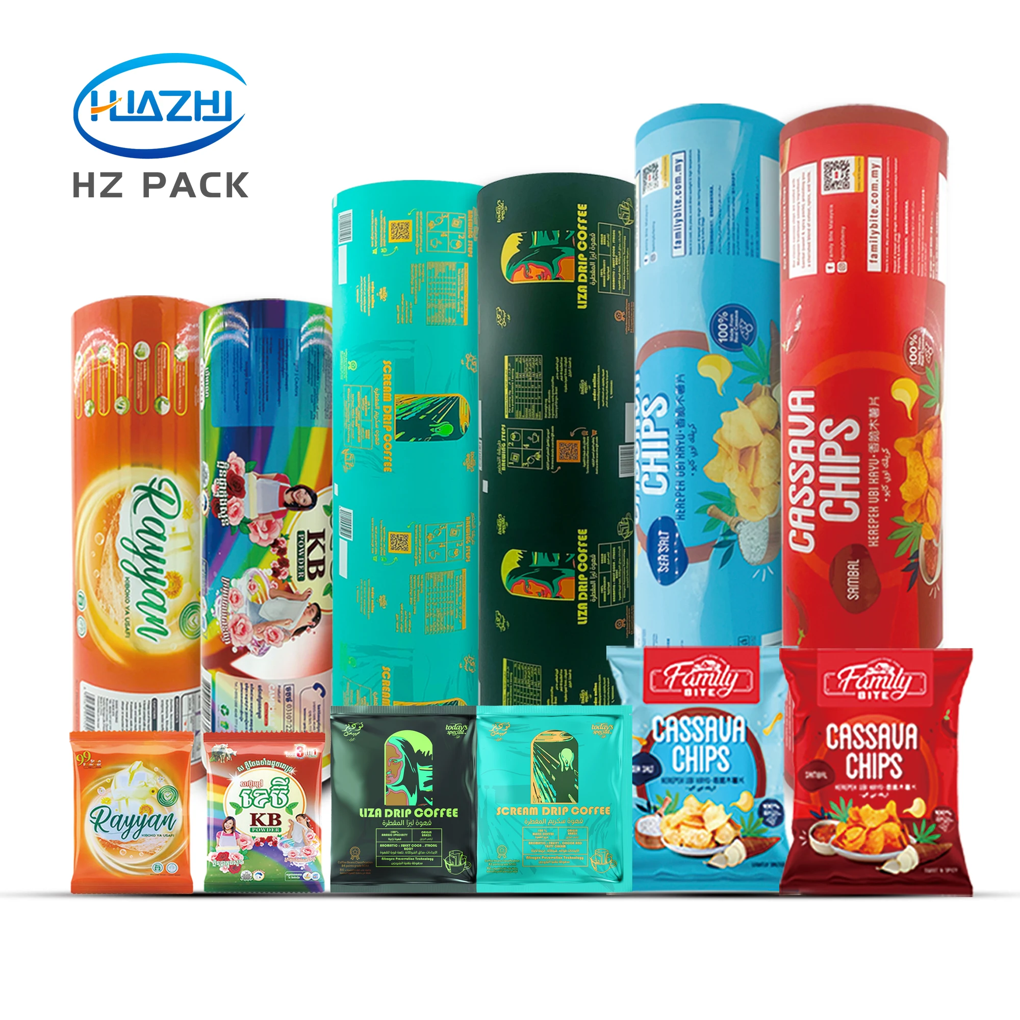 Custom Printed Food Grade Aluminum Foil Plastic Food Packaging Film Roll Puffed Potato Chips Packing Film Packaging Roll Stock