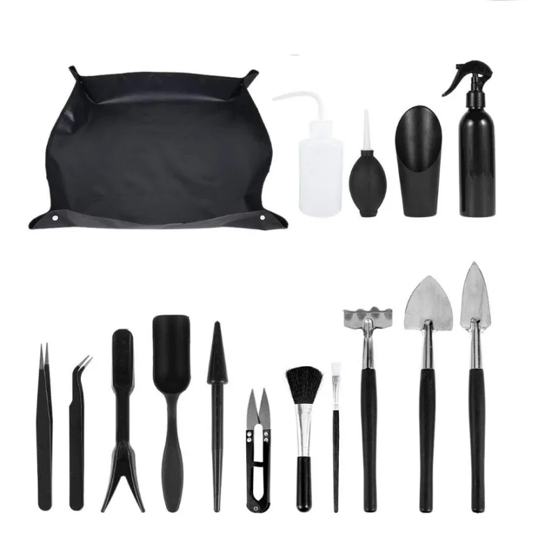 Mini Gardening Hand Tools Set Succulent Plants Watering Bottle Miniature Garden Flower Plants Bucket Shovel Tool DIY Accessories