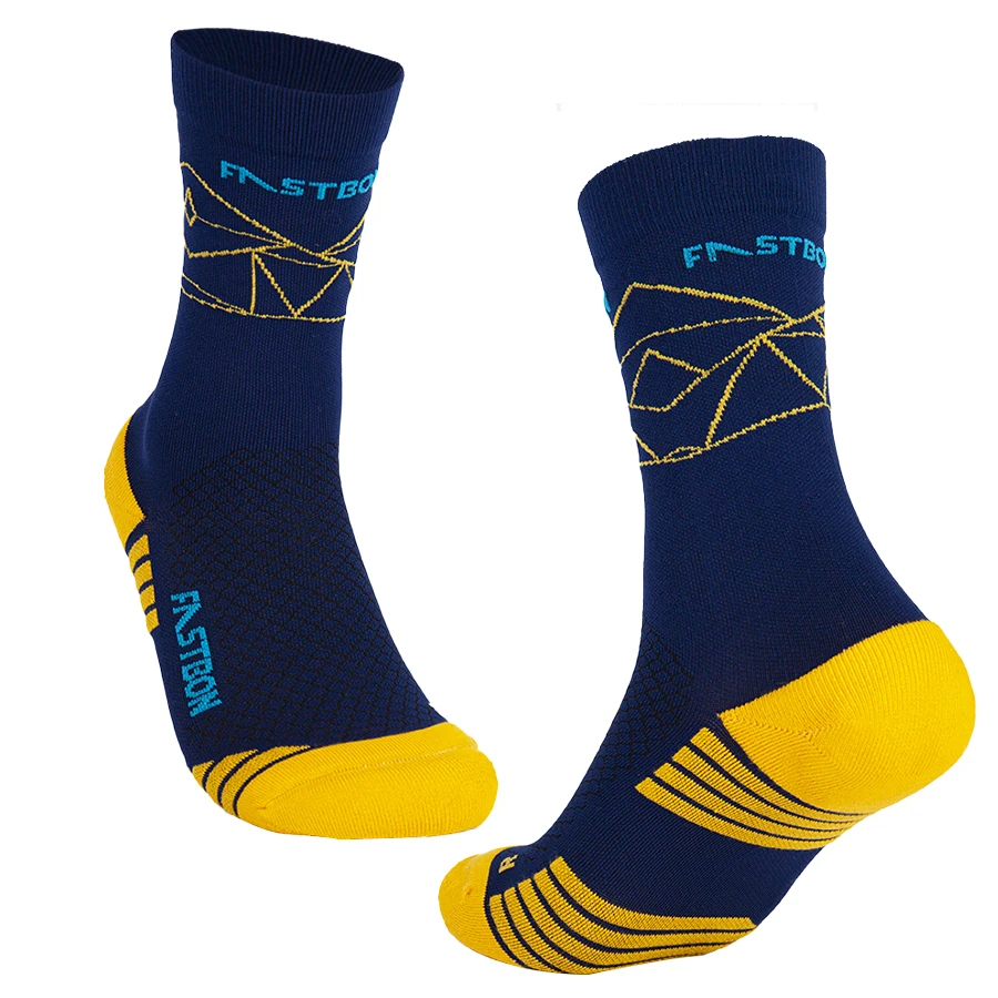 Unisex crew jacquard logo towel bottom athletic honeycomb custom running sport logo socks