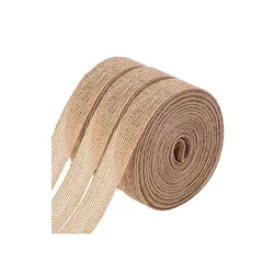 3 Rolls of  Natural Burlap Fabric with Beautiful Burlap Ribbon  Long 10M Wide 2cm  for Wedding Event Party and Home Decoration
