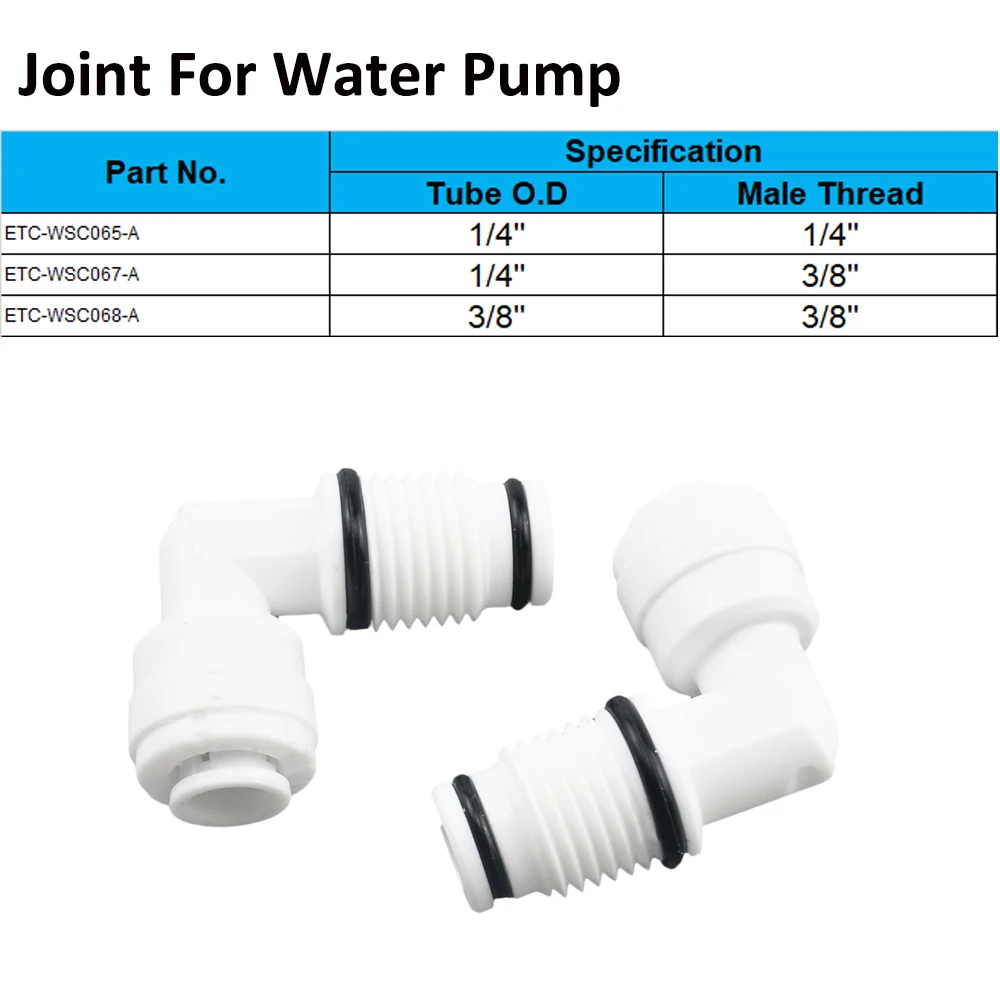 Joint For Water Pump With Double O Ring 1/4' 3/8 Tube O.D Quick Fitting 1/4'  3/8' Male Thread RO Connector