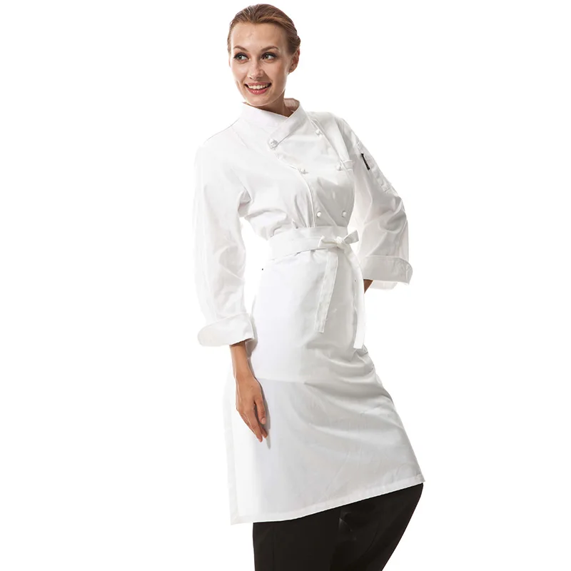 CHECKEDOUT Contrast color long sleeve french cuff Chef uniform for restaurant and hotel