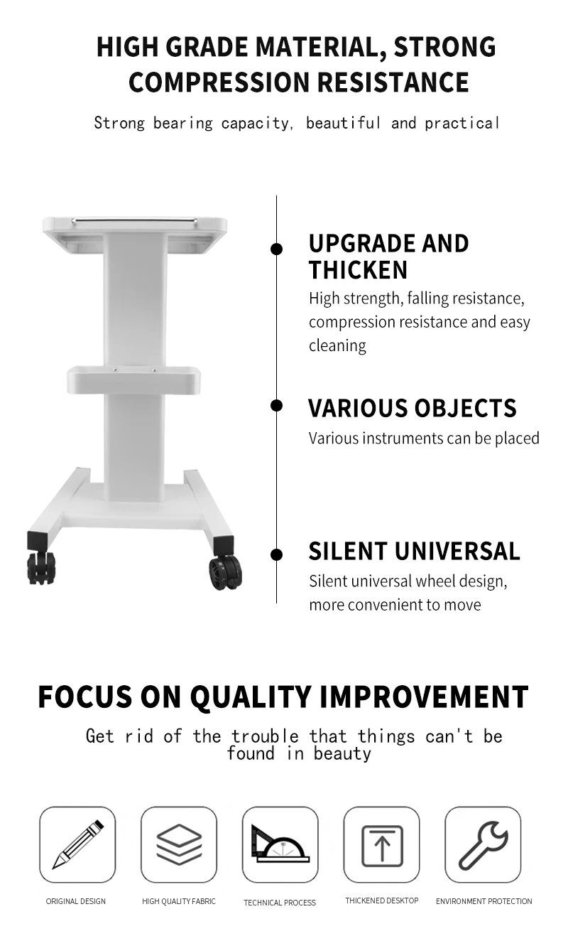 new arrival modern white Plastic Beauty  Salon Mobile Hairdressing Trolley Cart