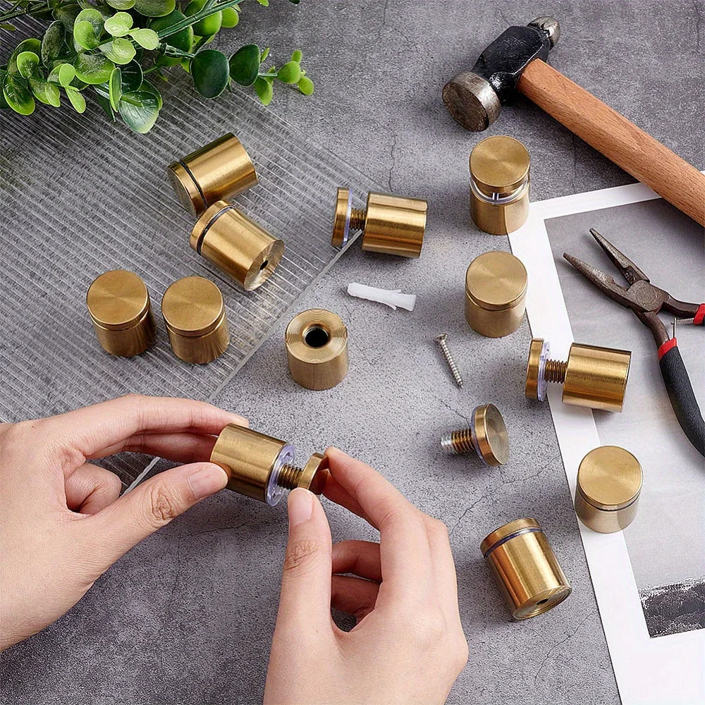 Stainless Steel Glass gold Standoff Screw Wall Mount Sign Holder Advertising Pin Railing Fixing Nail for Display