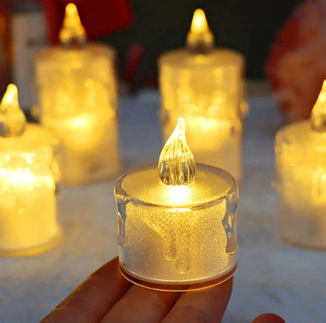 Mini Simulation Electronic Candle Luminous Transparent PVC Flameless Candle For Wedding Romantic Decoration LED Candle Light