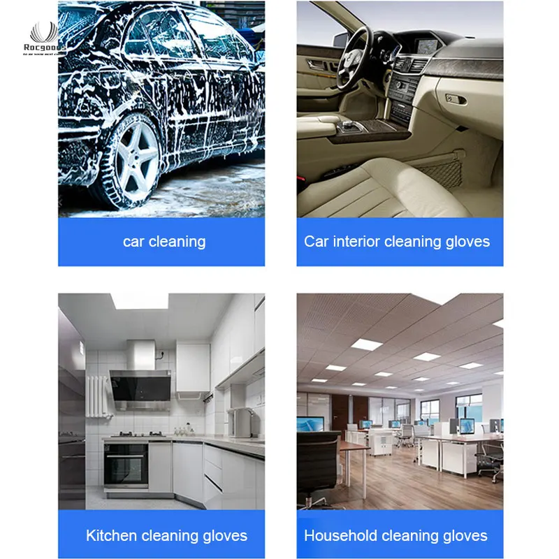 Wholesale Microfiber Interior Scrubber Mitt Car Detailing Wash gloves Soft Bristles Scrubbing Kitchen Household Cleaning gloves