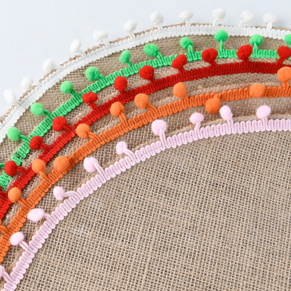 Can be customized 100% jute cloth with colorful hair balls, cute and fresh decoration restaurant supplies