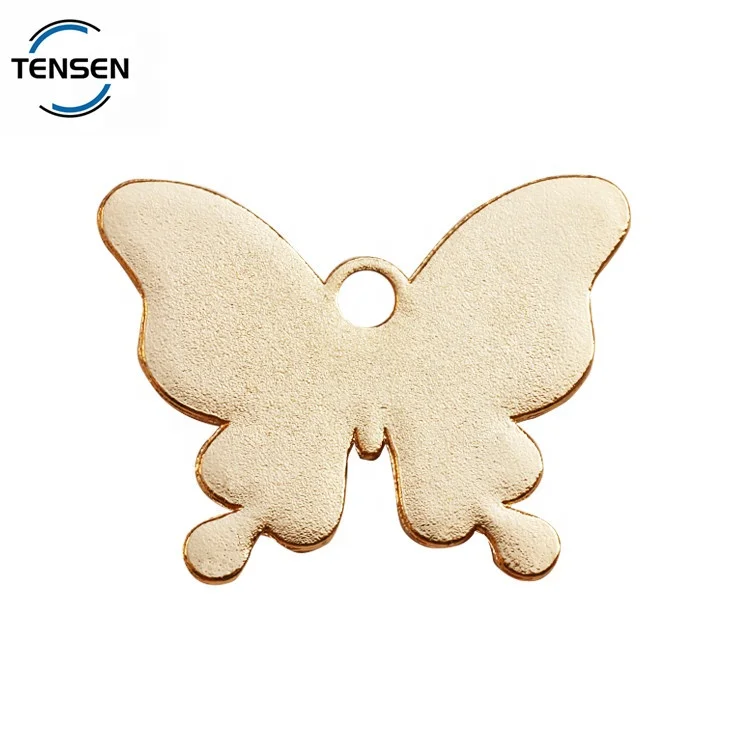 Good quality butterfly brand logo key chain gold color handbag accessory metal label with lobster clasp