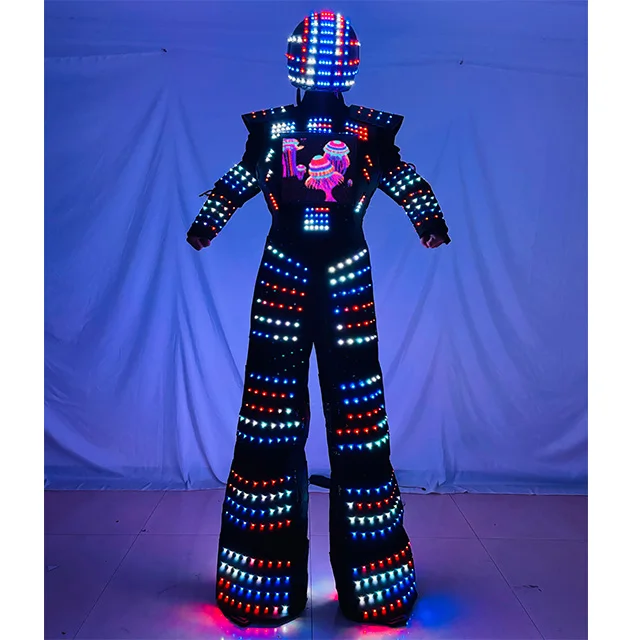 Handmade luminescence led robot costume fast shipping halloween music festival wedding bar party  robot suit led robot costume