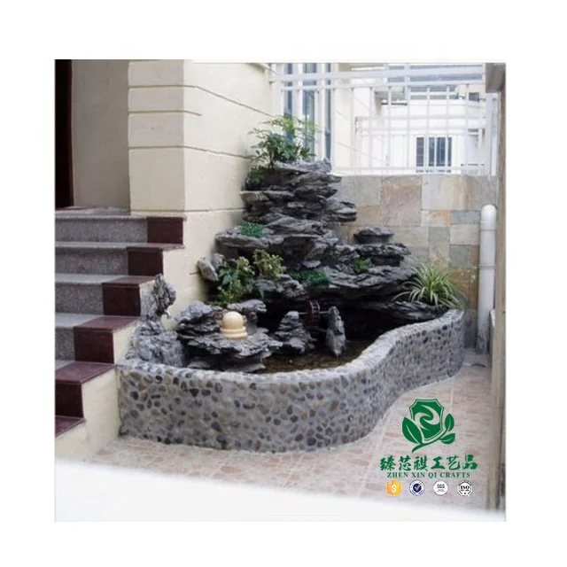zhen xin qi crafts Natural Wholesale fiberglass artificial rock fountains For All Garden Styles waterfall