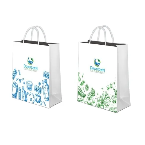 HeePack Eco Friendly Biodegradable customize print white Paper Bags Small Craft Paper Bags with handle luxury paper bag