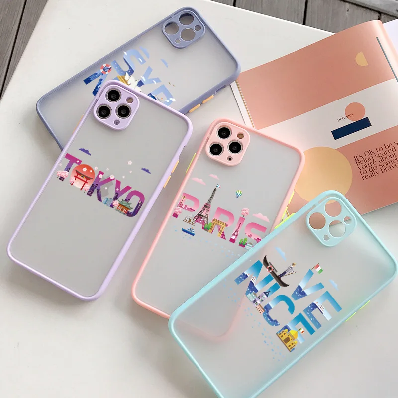 Чехол для iphone 13 12 11 Pro MINI X XR XS Max 7 8 plus SE 2020 New York Paris Rome