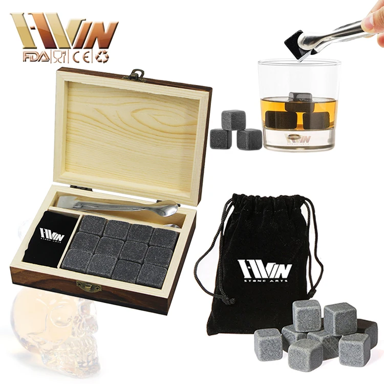 12 вина игральная кость ледяной охлаждающий кубики ликера охлаждения камни с Тун во сосновая деревянная подарочная коробка