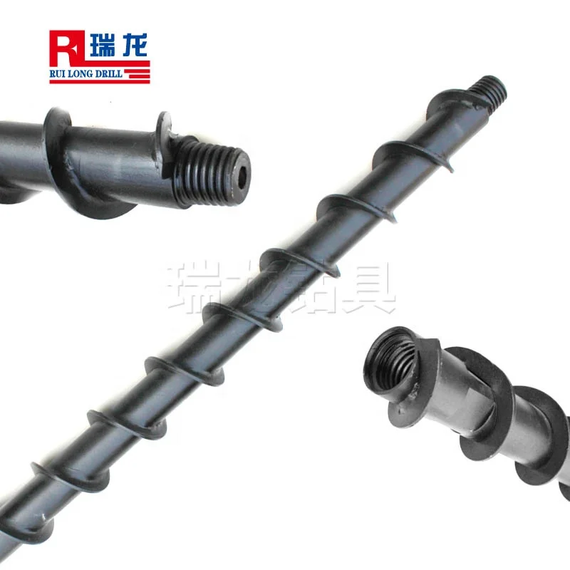 Threaded Auger Rod/Customizable Threads for mining soil core sampling spiral drill rod matched with drill rig