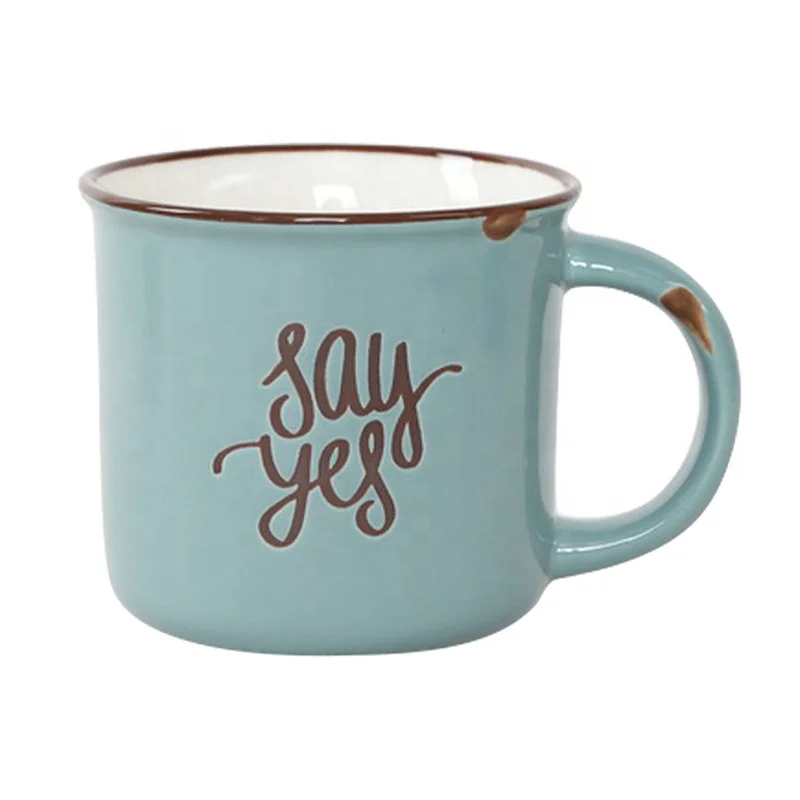 Happy Go FOB can be customized mail box wholesale coffee mug vintage printed custom ceramic enamelled new bine china cup