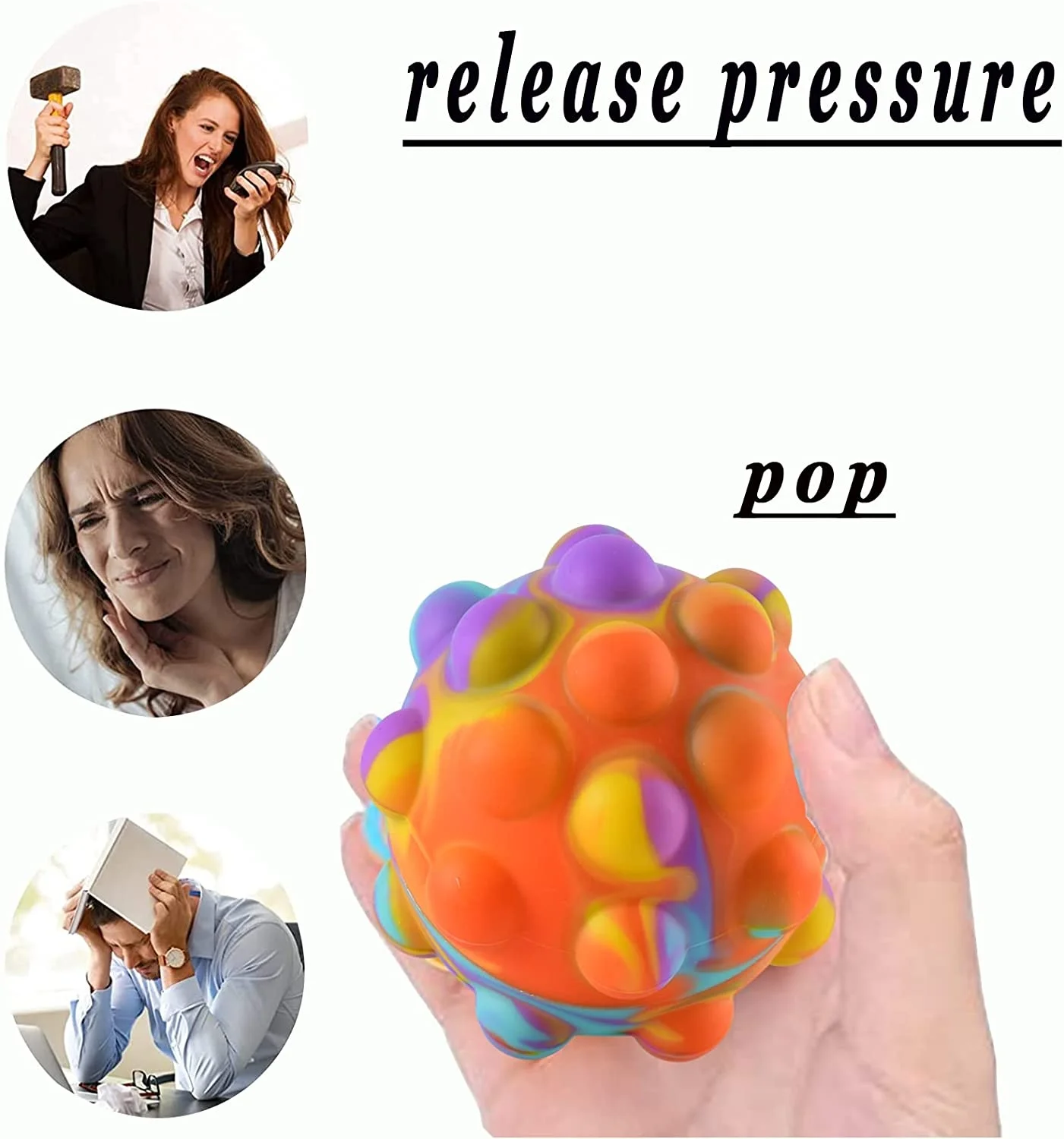Push Bubble Squeeze 3d pop fidget Ball Bouncing Reliever Stress Ball Fidget Toys For Fidget Ball