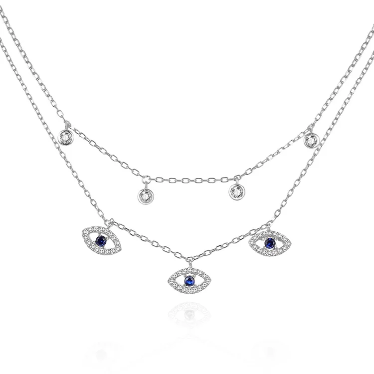 POLIVA Necklaces Jewelry Chunky Necklace Evil Eye Multiple Triangle Shaped Double Adjustable 925 Silver Picture Zircon 30 Pcs