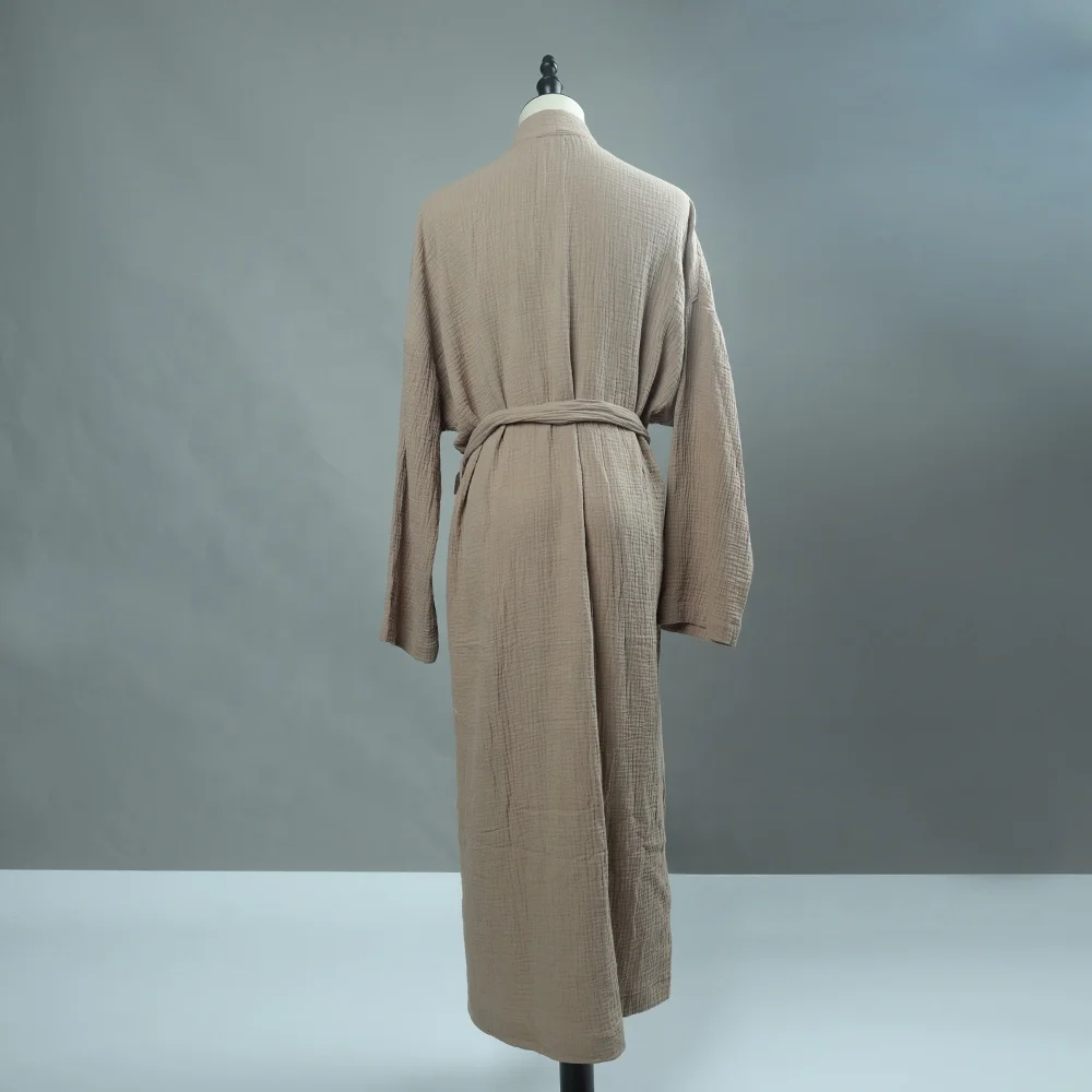 Muslin Long Robe Women Sleepwear Lounge Wear Nightdress Casual  Loungewear Pajama Custom Gauze Cotton Spa Robes Wrap Lady Chill