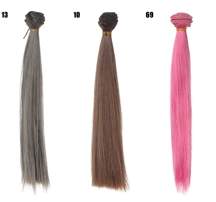 25*100cm straight colorful doll hair weft, synthetic hair extensions for  doll wig