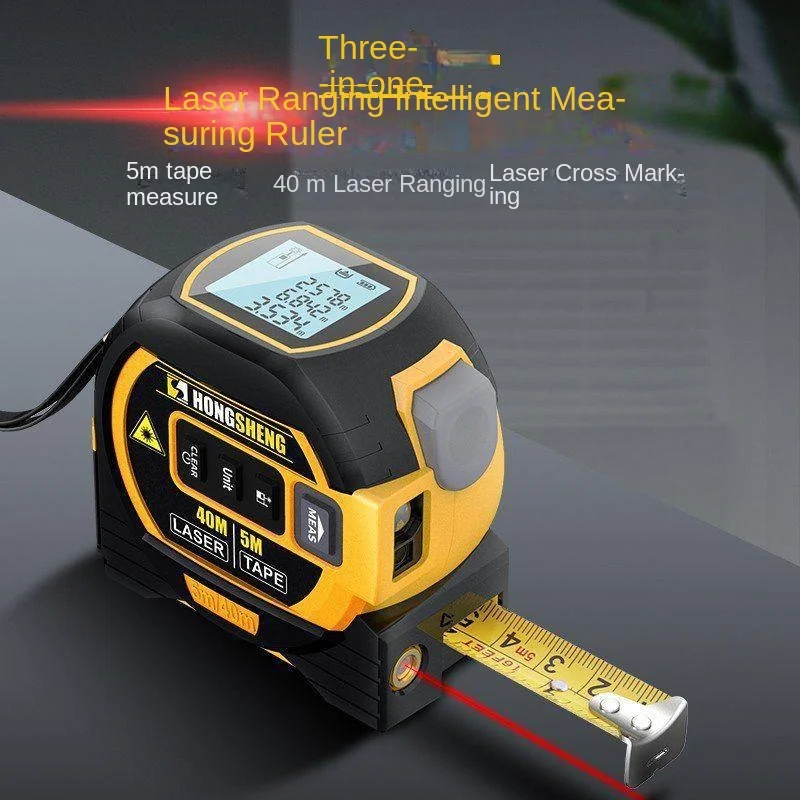 High Precision Three-in-One Electronic Tape Measure Infrared Range Finder Laser Measuring Ruler Durable Steel ABS PVC Plastic