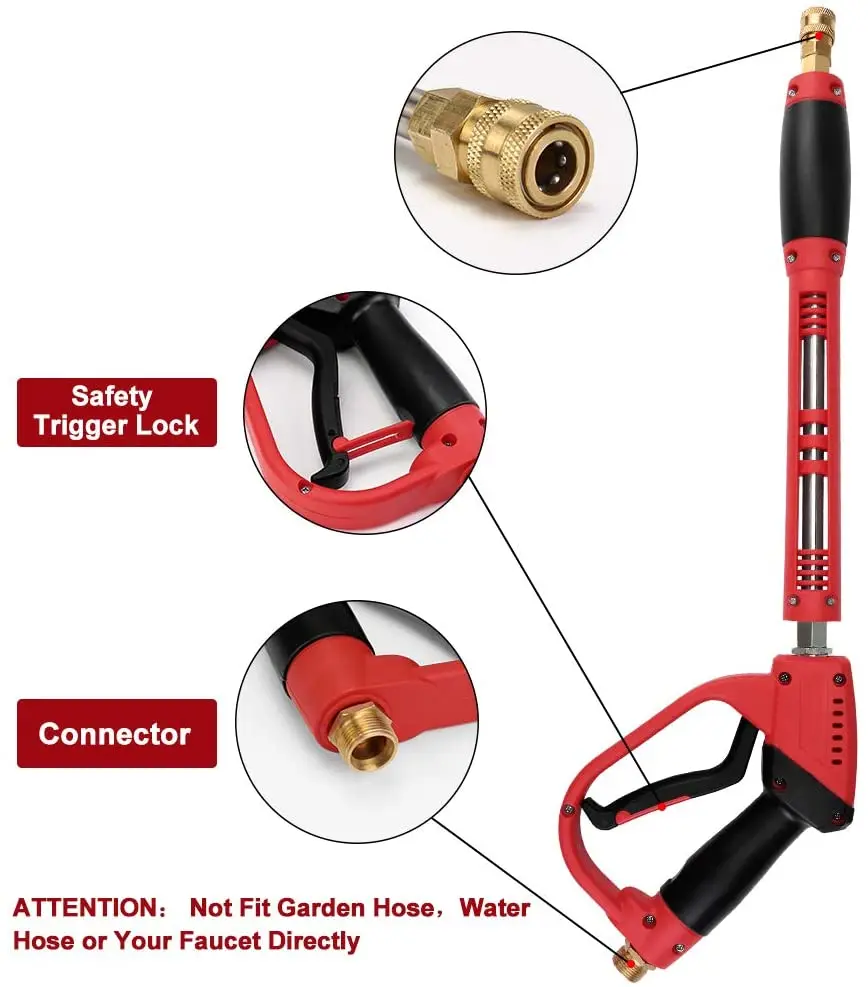 Bison Best Power Pressure Washer Replacement Trigger Gun with 2 Dual Extension Lance