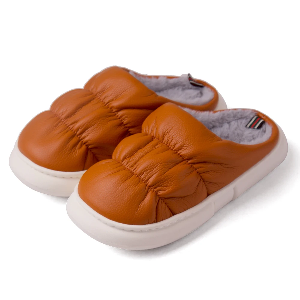 Simple Style New Waterproof Warm Outdoor Wear Comfortable Winter Cotton Slippers Ladies Household Non-slip Plush Slippers