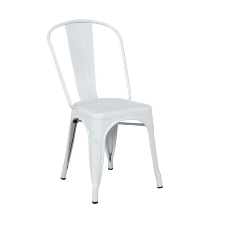 Manufacturer wholesale white dining chair cafe sillas inox chairs outdoor industrial restaurant metal chairs