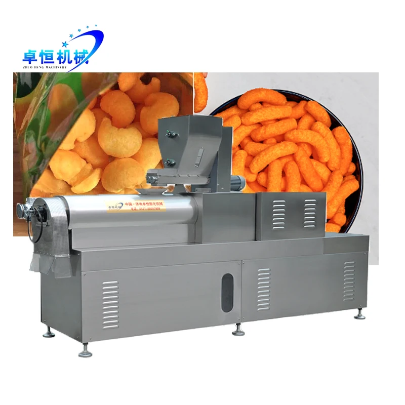 Zhuoheng Factory Stainless food grade automatic corn puffs snack food extruder puffed rice inflated snacks making machine