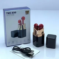 2022 New design TWS-X99  Lipstick TWS Earbuds with Charging Case Mini Earphones Gaming Headsets for women