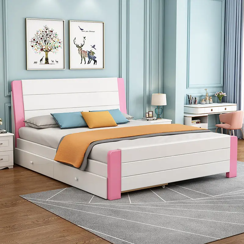 Simple modern solid wood oak double bed queen size bed black walnut solid wood color optional bed frame luxury hotel furniture