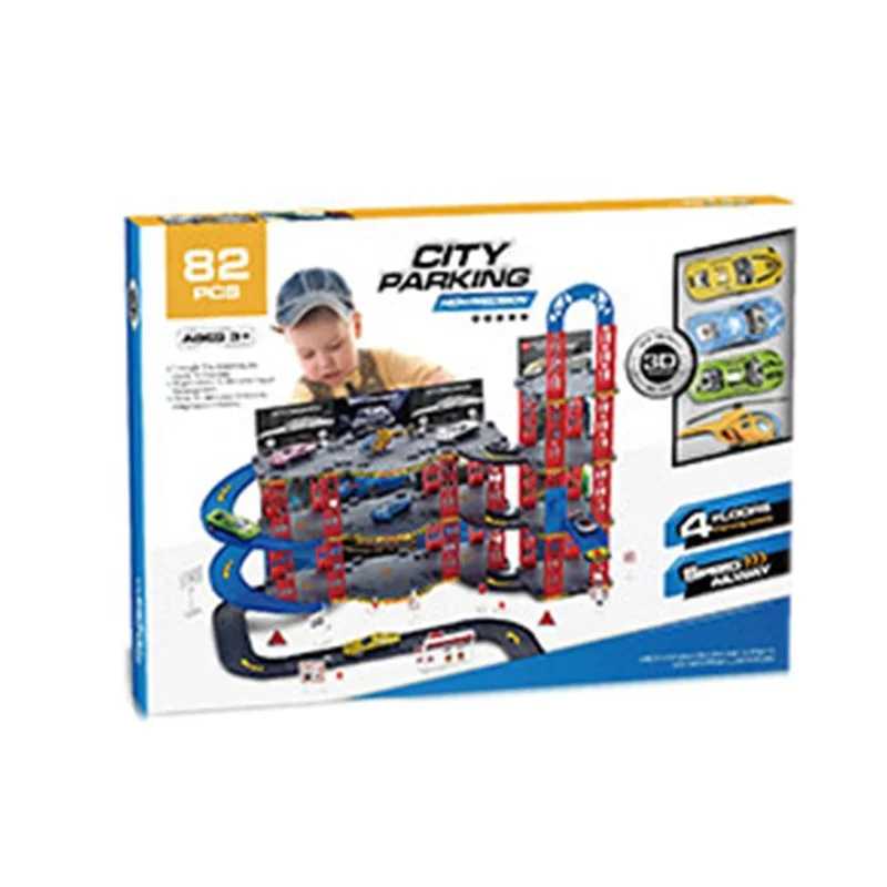 82pcs 4 Floors Parking Space City Parking Lots Toys with Mini Car