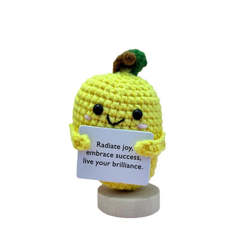 Cross border New Knitted Doll Clash Positive Energy Emotional Support Doll Wool Hooking and Weaving Knitted Doll