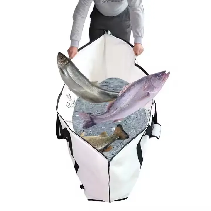 Hot sale Two-layer Fish Bag Cooler PVC Insulated Fishing Bags