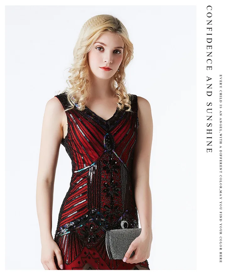 XXXL Size 1920S Vintage Sequin Charleston Dress Great Gatsby Sexy Women Evening Party Shining Bling Tassel Dress